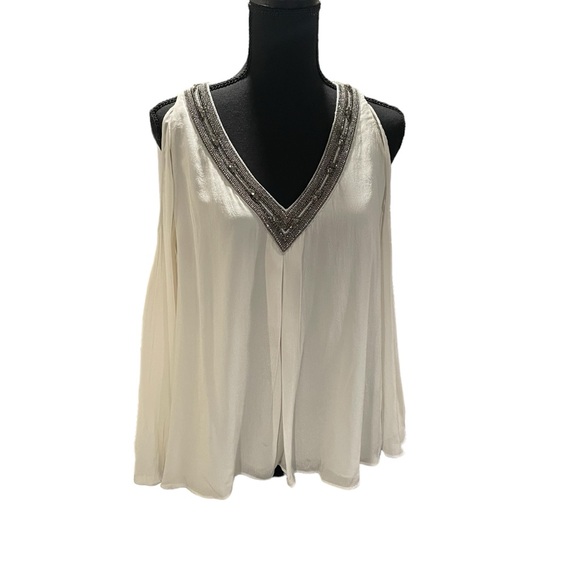 Alice + Olivia Rivera Bell Sleeve Embellished Top - Picture 3 of 13